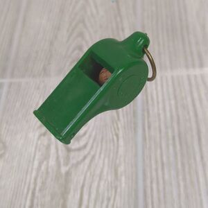 Vintage Girl Scouts of America Plastic Whistle Green with Cork Ball Inside